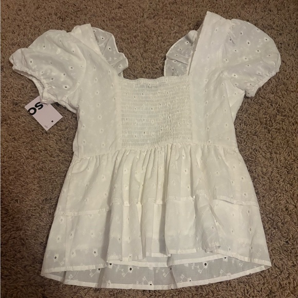 White Eyelet Ruffle Blouse - Picture 6 of 6